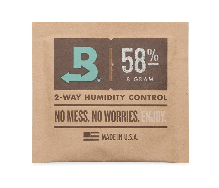 Boveda Humidity Control Packs, here at the 58% humidity level, need no activation or maintenance
