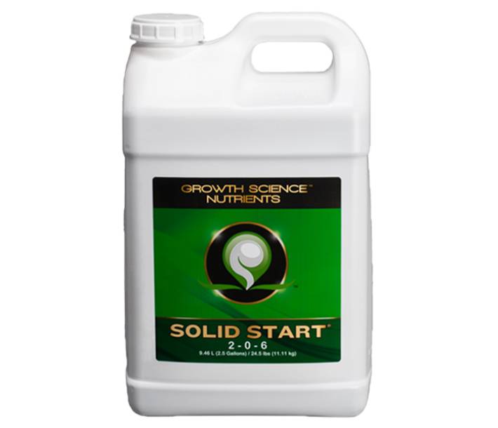 Growth Science - Solid Start, shown in 2.5-gallon size, is derived from cold-pressed kelp